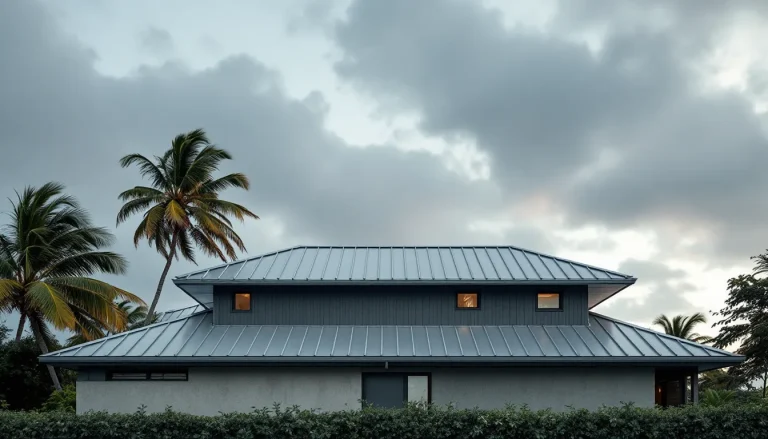 Coastal home with hurricane-resistant metal roof