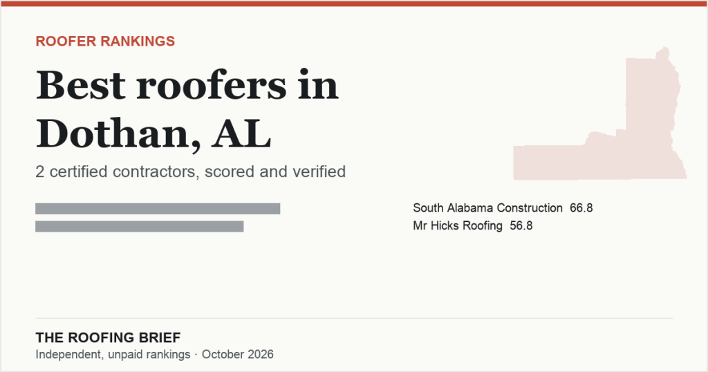Best Roofers in Dothan, AL: 2 Certified Contractors, Scored and Verified